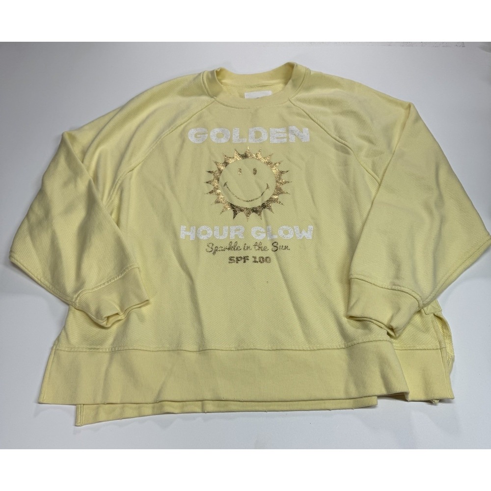 Aerie Golden Hour Glow Yellow Sweatshirt Oversized Medium Beach Vacation